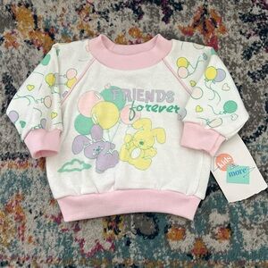 Sears Kids & More Vintage 80s Pink and White Friends Forever Sweatshirt